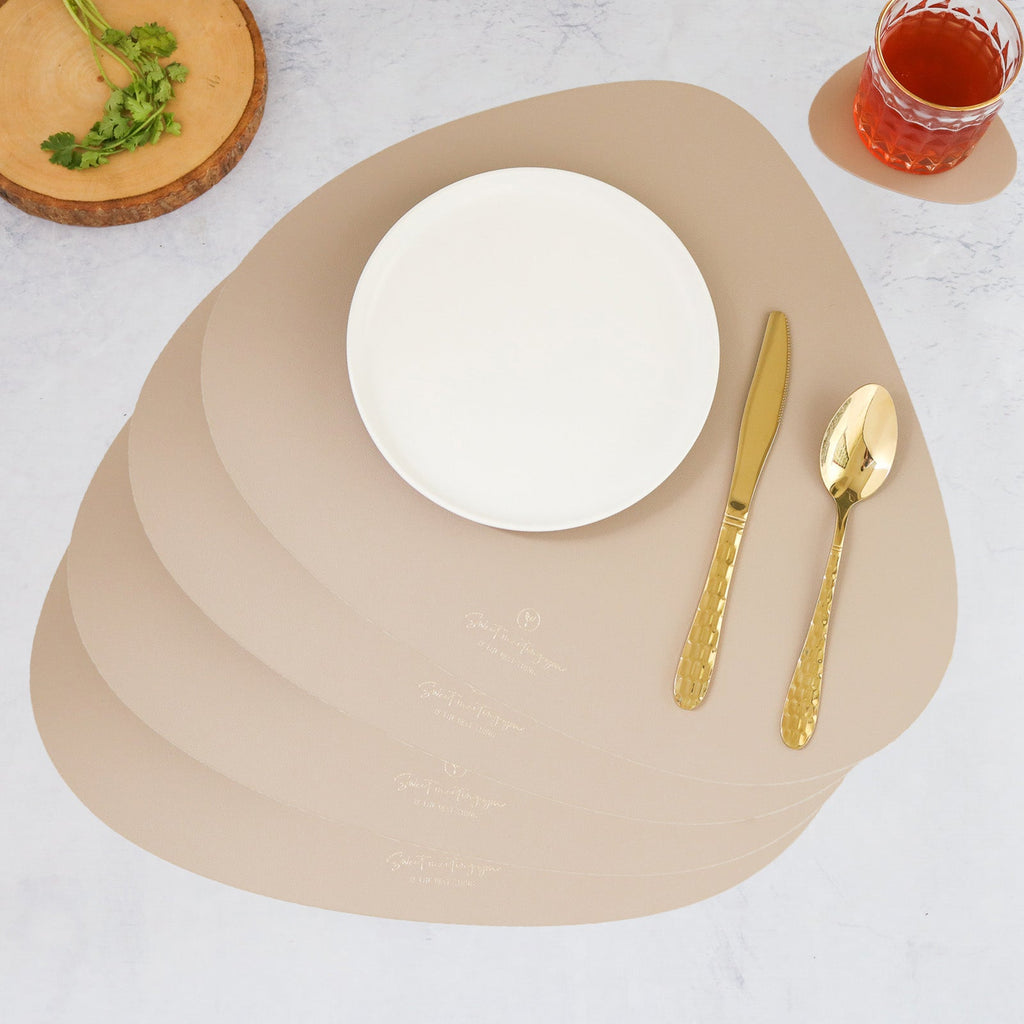 Beige Leather Dinner Mat Set of 4 Nestasia