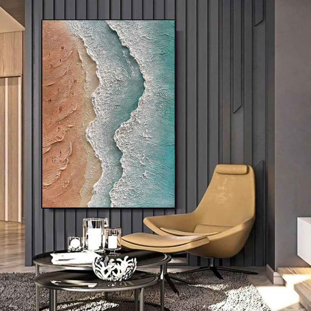Handmade 3D Textured Acrylic Design Seaside Beach Vacation Landscape Canvas Oil Painting Wall Decor Art Unframed Wall Picture Crafts Hot Selling Pieces kafalo