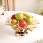 Decorative Crystal Glass Platter With Metal Stand Nestasia