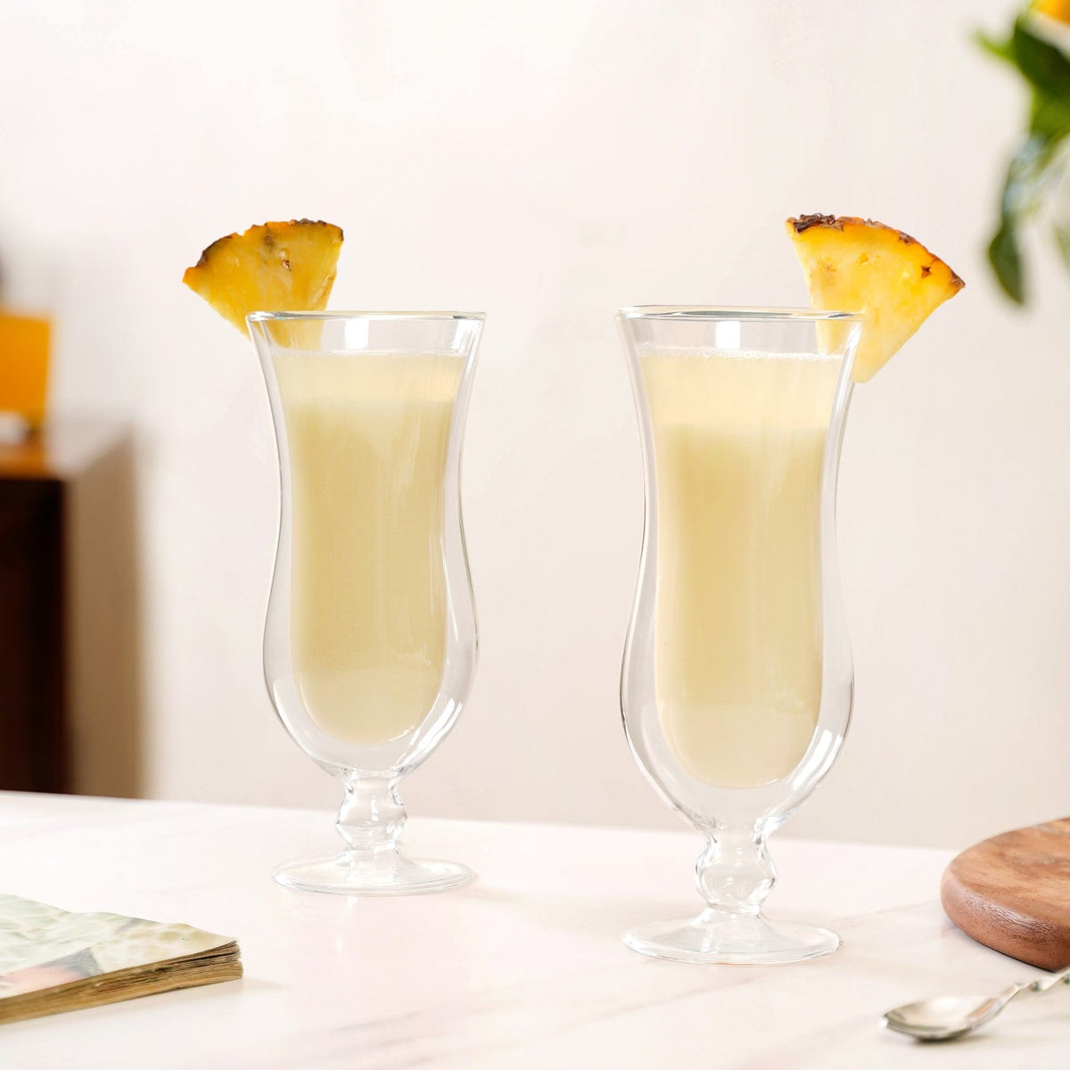 Pina Colada Double Wall Stem Glass Set Of 2 400ml Nestasia