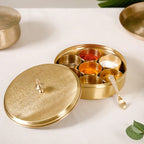 Embossed Pure Brass Airtight Masala Box Set With Gift Box Nestasia
