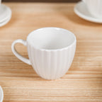 Fluted Ceramic Small Tea Cup And Saucer Set Of 6 100ml Nestasia
