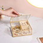 Fluted Lid Multi Section Glass Jewellery Box Nestasia