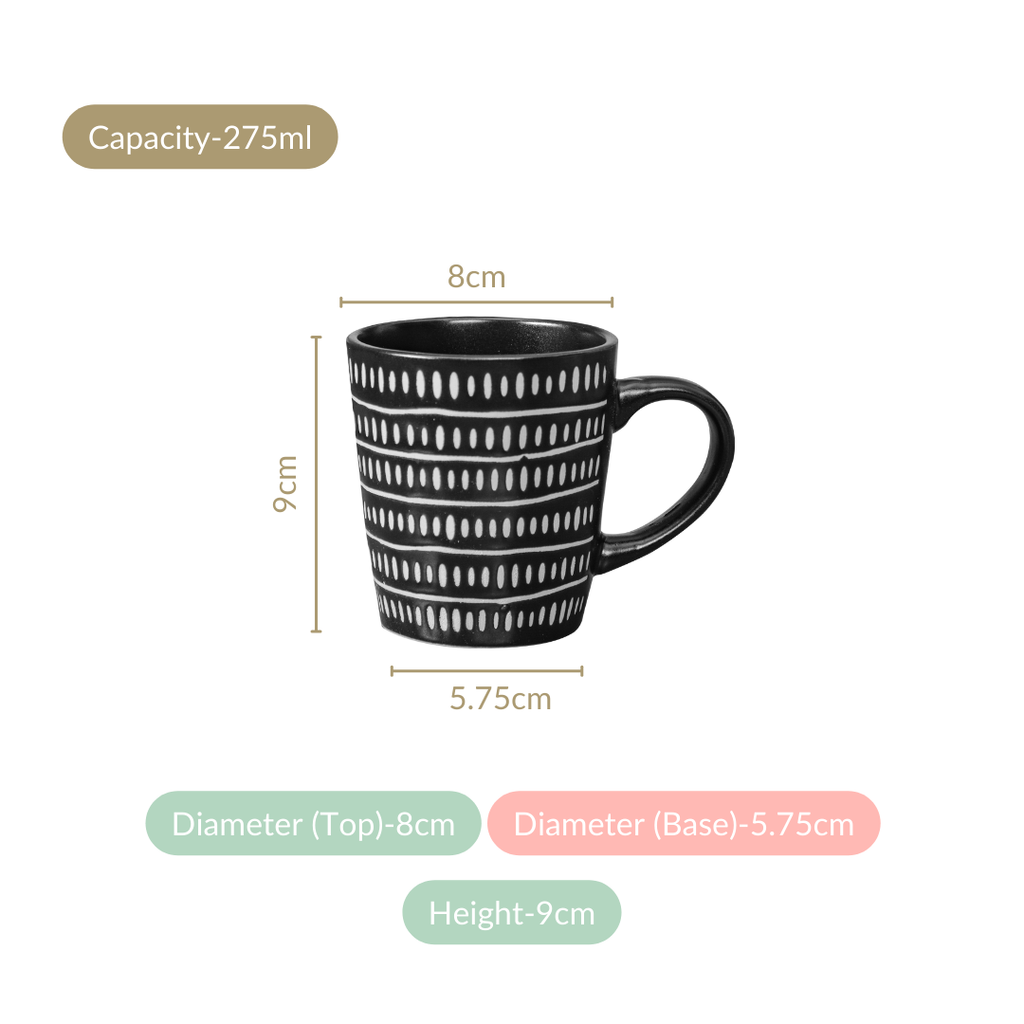Kuro Ceramic Coffee Mug Set Of 6 275ml Nestasia