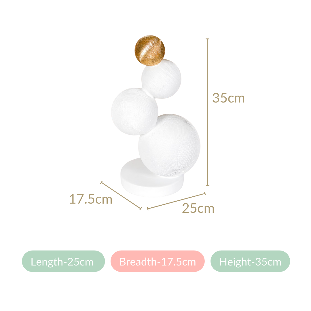 Modern Spheres Sculpture White And Gold Nestasia