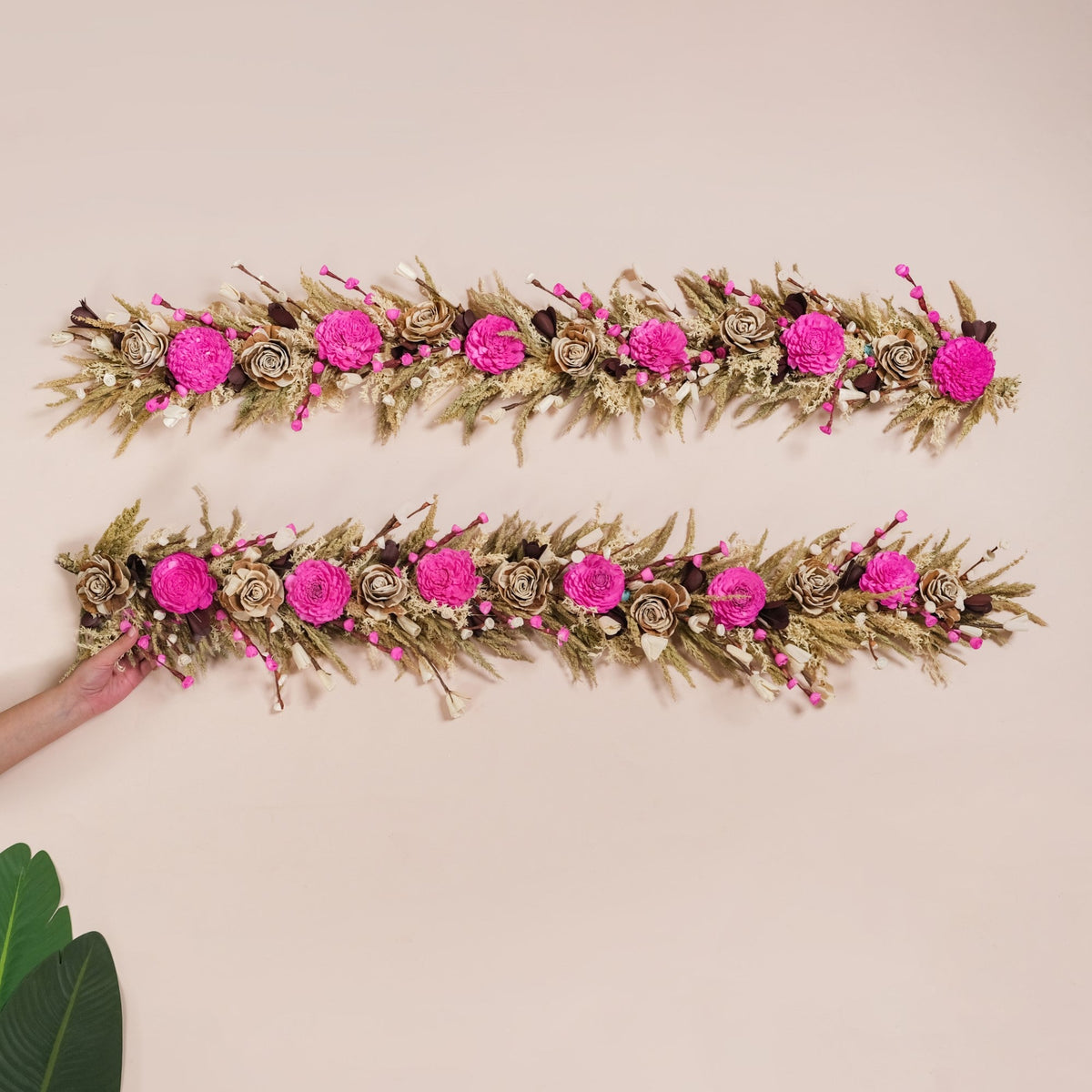 Pink Eco Friendly Decorative Dried Flower Set Of 2 Nestasia