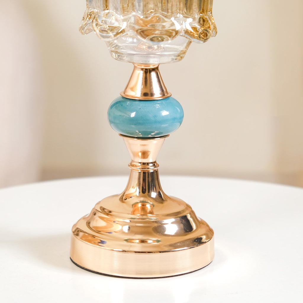 Scalloped Glass Hurricane Candle Stand And Vase Nestasia