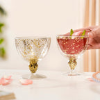 Set Of 2 Gold Confetti Filled Double Walled Wine Glass Goblet 250ml Nestasia