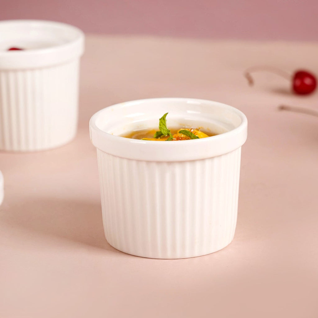 White Baking Ceramic Ramekin Set Of 6 150ml Nestasia