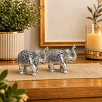 Brass Silver Plated Lightweight Elephant Lightweight Statue Pair (1.8 Inch) Vedansh Craft