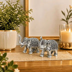 Brass Silver Plated Lightweight Elephant Lightweight Statue Pair (1.8 Inch) Vedansh Craft
