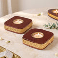 Ember Embossed Tealight Holder With Tealights Set Of 2 Nestasia