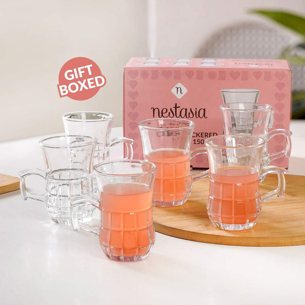 Embossed Tulip Tea Cup Set Of 6 150ml Nestasia