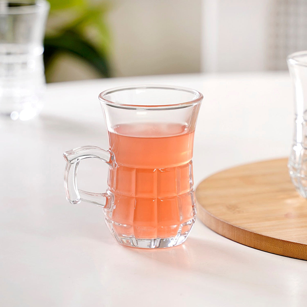 Embossed Tulip Tea Cup Set Of 6 150ml Nestasia