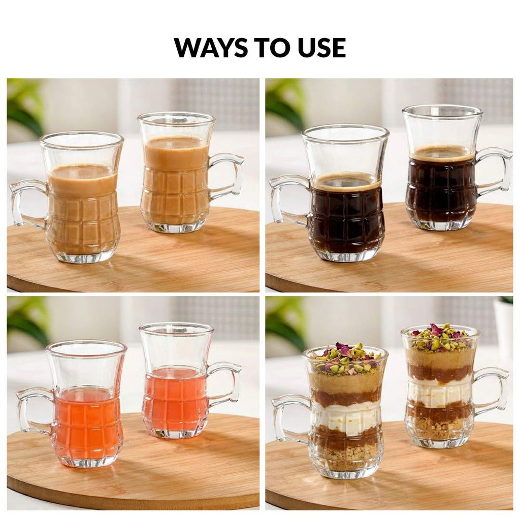 Embossed Tulip Tea Cup Set Of 6 150ml Nestasia