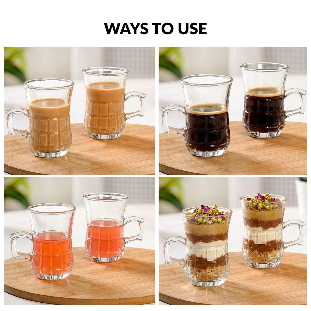 Embossed Tulip Tea Cup Set Of 6 150ml Nestasia