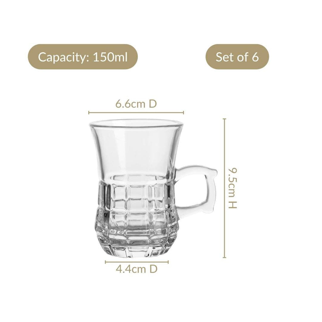 Embossed Tulip Tea Cup Set Of 6 150ml Nestasia