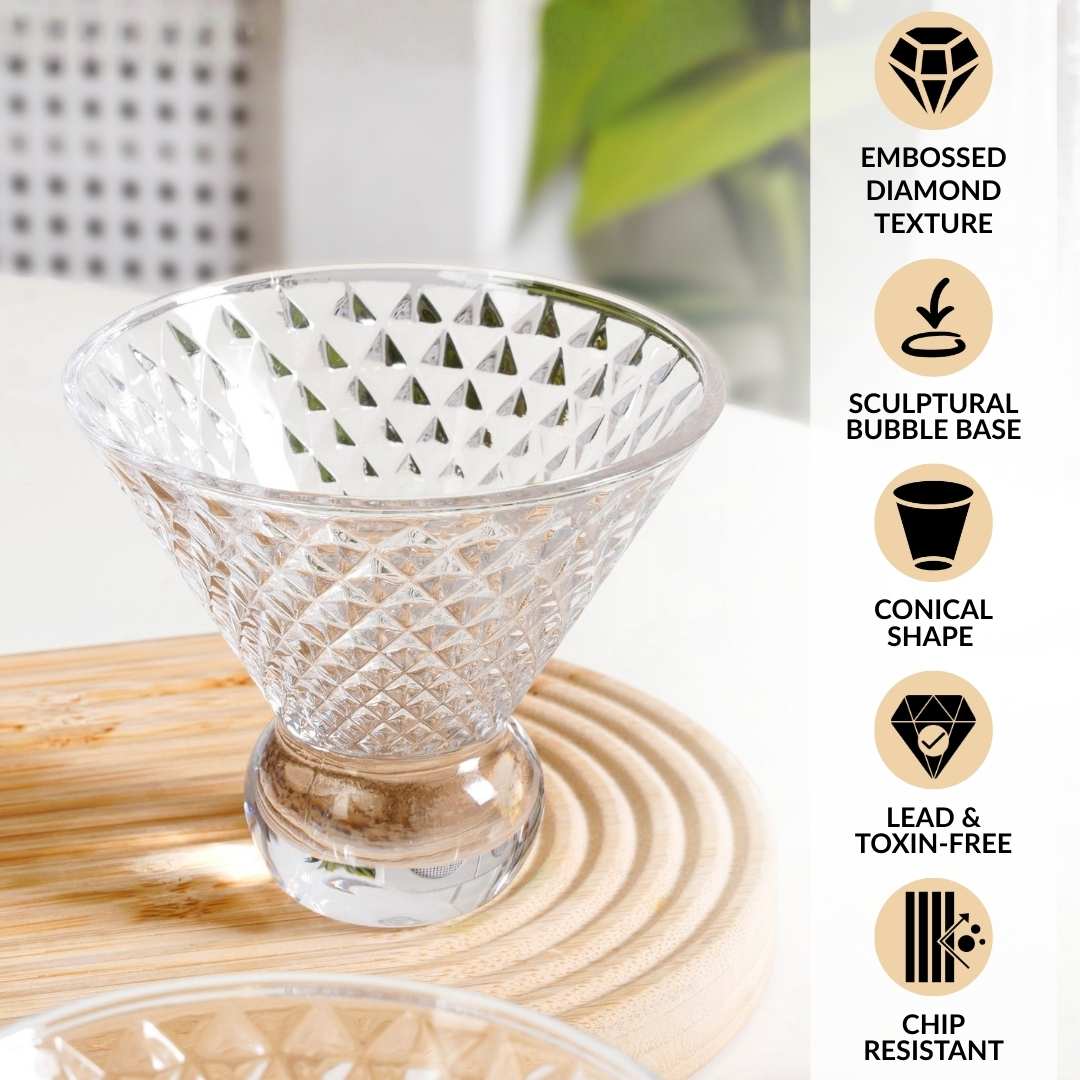 Embossed Crystal Ball Cocktail Glass Set Of 6 180ml Nestasia