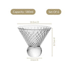 Embossed Crystal Ball Cocktail Glass Set Of 6 180ml Nestasia