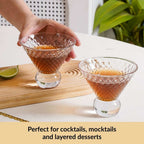 Embossed Crystal Ball Cocktail Glass Set Of 6 180ml Nestasia