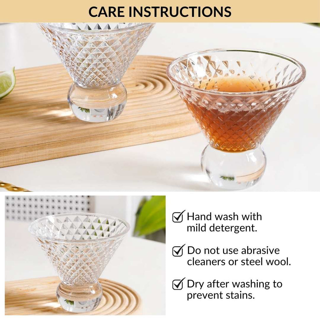 Embossed Crystal Ball Cocktail Glass Set Of 6 180ml Nestasia