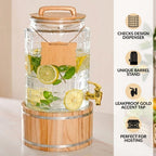 Embossed Glass Beverage Dispenser With Stand 7500ml Nestasia