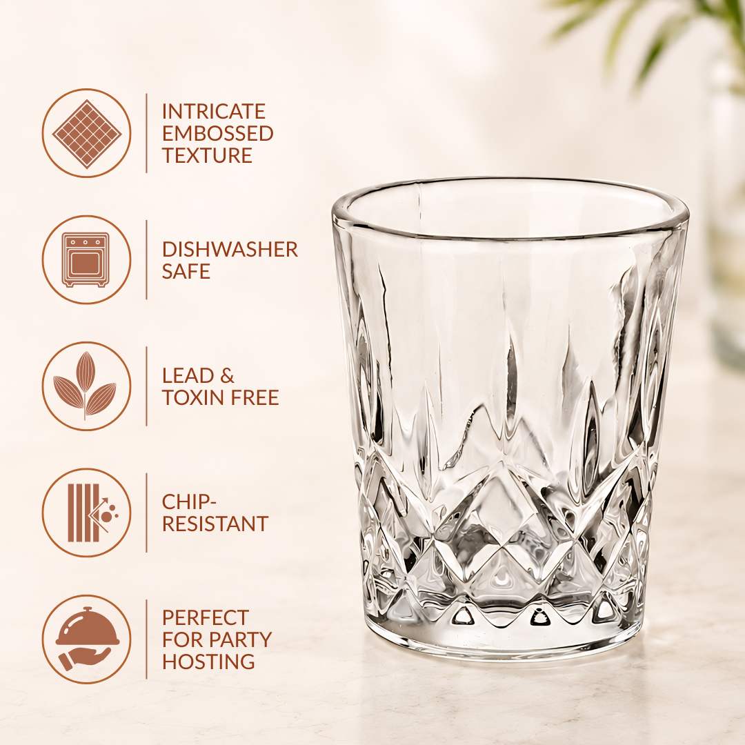 Embossed Shot Glass Set Of 12 55ml Nestasia