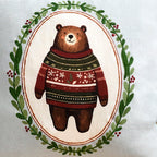 Tufted Embroidery Bear Cotton Cushion Cover 40x40cm Nestasia