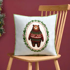 Tufted Embroidery Bear Cotton Cushion Cover 40x40cm Nestasia