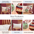 Embroidered Christmas Ornament Cotton Cushion Cover 50x30cm Nestasia