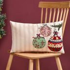 Embroidered Christmas Ornament Cotton Cushion Cover 50x30cm Nestasia