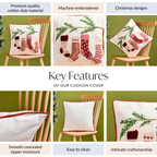 Embroidered Stockings Cotton Cushion Cover 40x40cm Nestasia