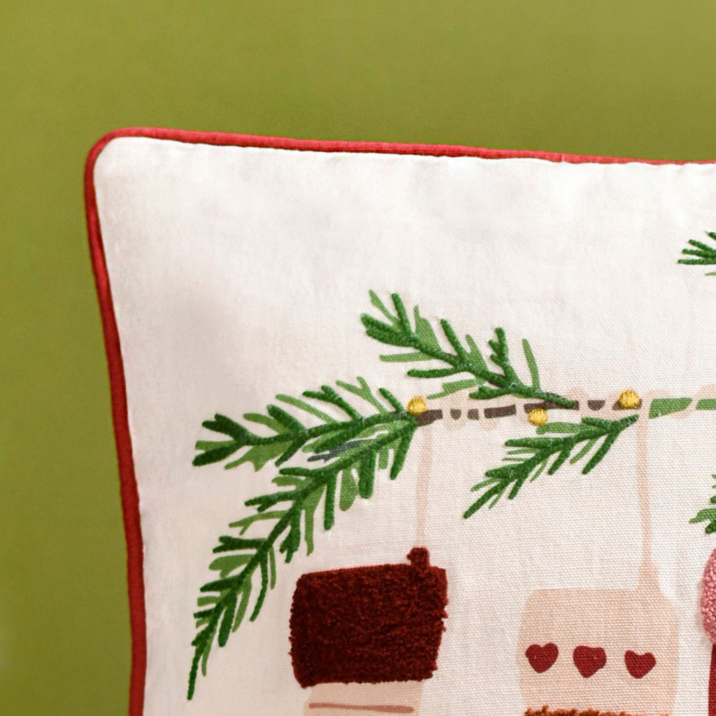 Embroidered Stockings Cotton Cushion Cover 40x40cm Nestasia