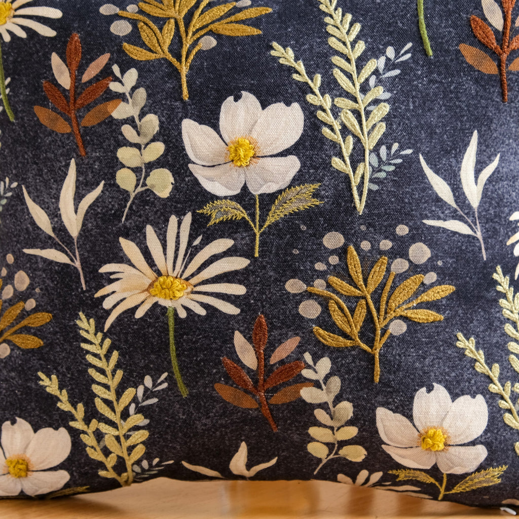 Embroidered Garden Cotton Cushion Cover 40x40cm Nestasia