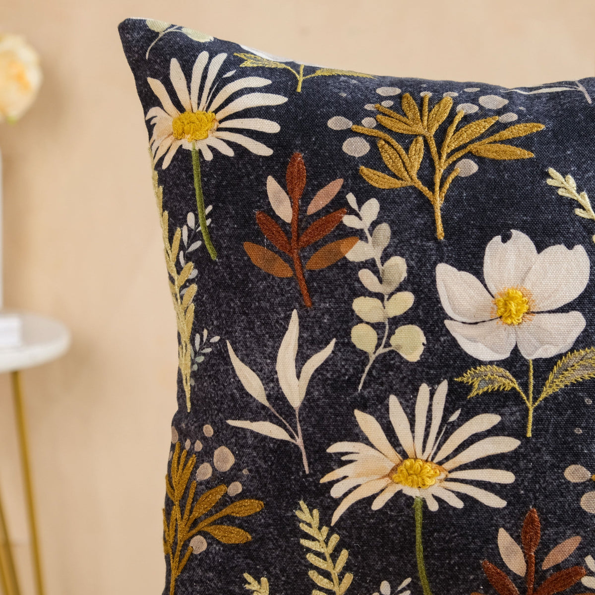 Embroidered Garden Cotton Cushion Cover 40x40cm Nestasia