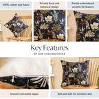 Embroidered Garden Cotton Cushion Cover 40x40cm Nestasia