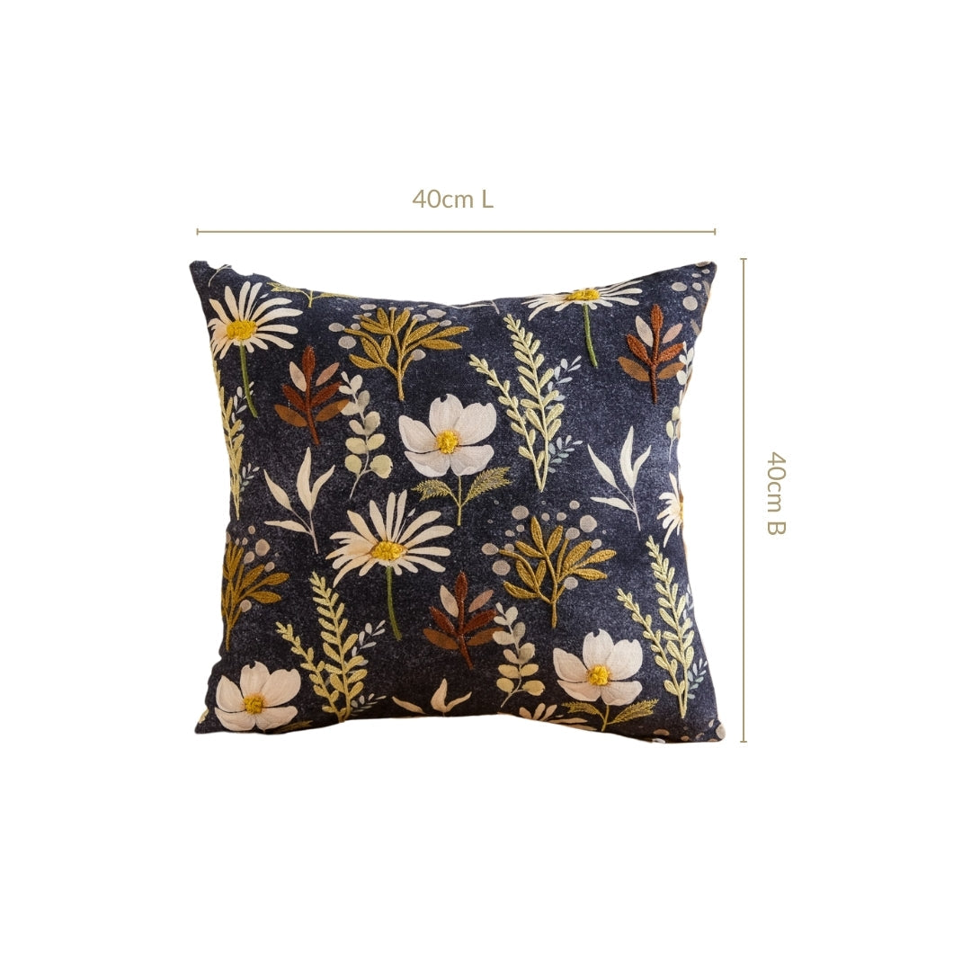 Embroidered Garden Cotton Cushion Cover 40x40cm Nestasia