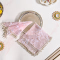 Embroidered Rose Pooja Thali Cover Set Of 2 Nestasia