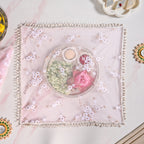 Embroidered Rose Pooja Thali Cover Set Of 2 Nestasia