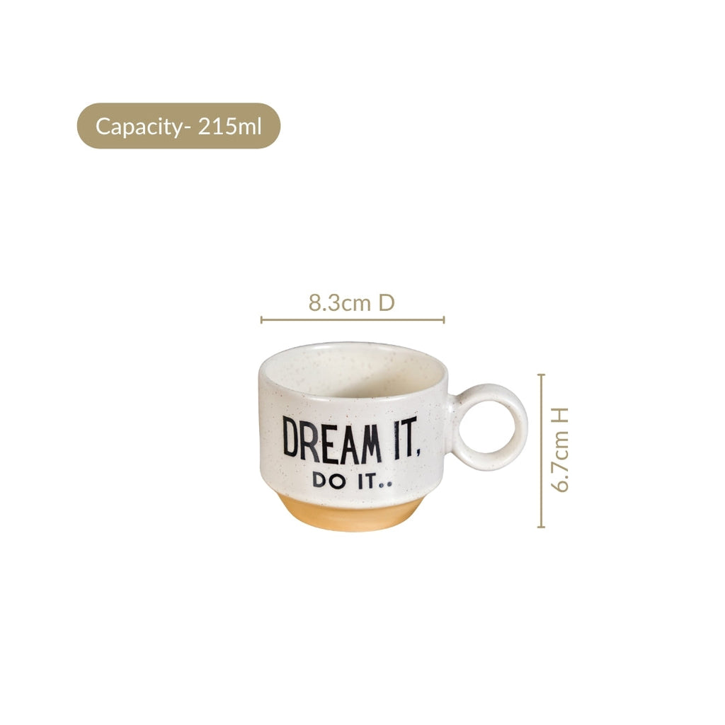 Inspirational Quotes Stackable Tea Cup Set Of 4 215ml Nestasia