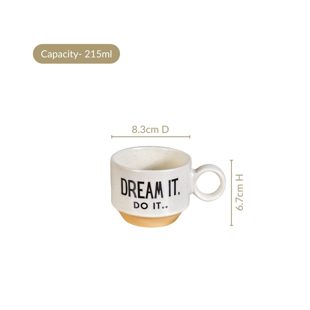 Inspirational Quotes Stackable Tea Cup Set Of 4 215ml Nestasia