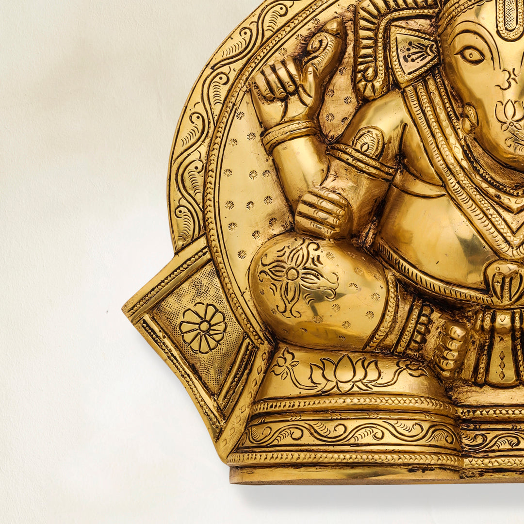 Brass Coconut Ganesha Wall Hanging (11.5 Inch) Vedansh Craft