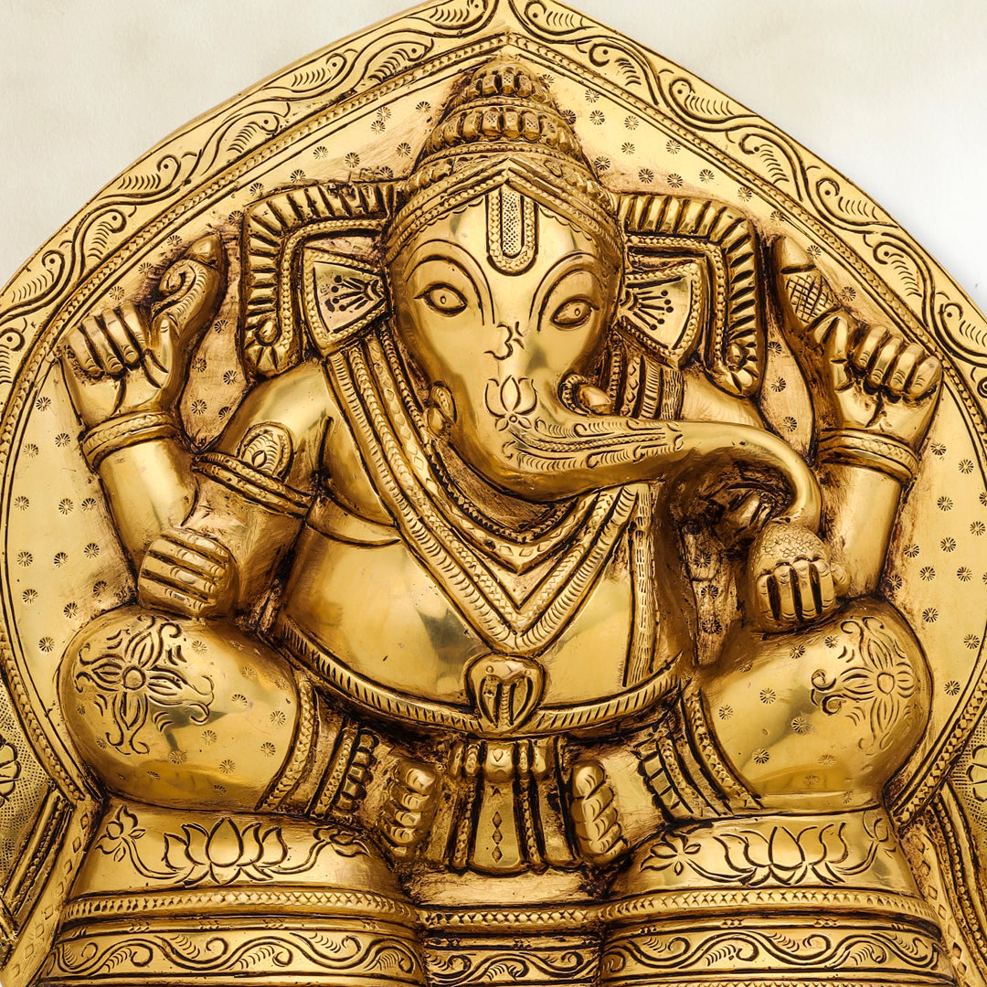 Brass Coconut Ganesha Wall Hanging (11.5 Inch) Vedansh Craft