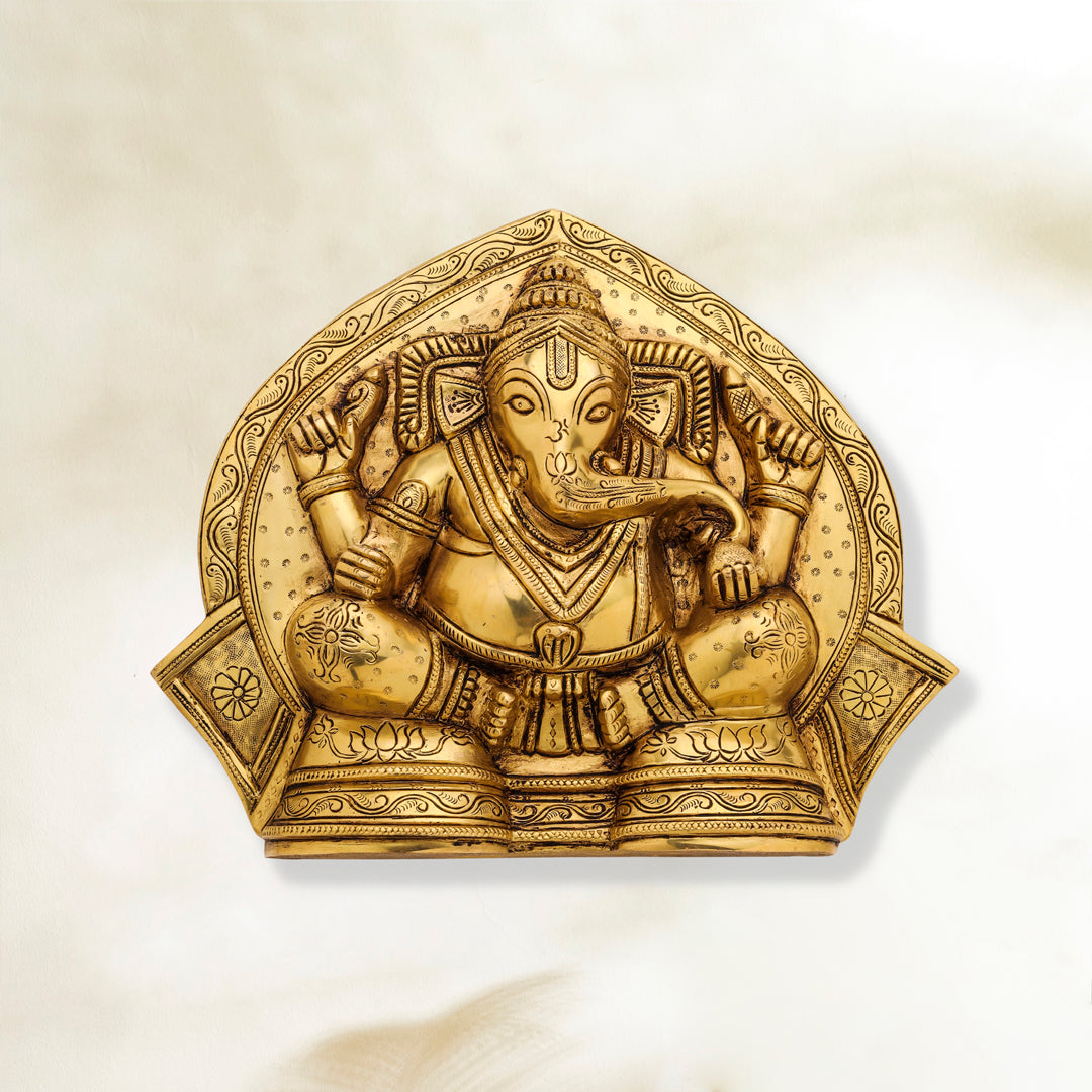 Brass Coconut Ganesha Wall Hanging (11.5 Inch) Vedansh Craft