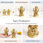 Ganesh Laxmi Pure Brass Statue Set Of 2 11cm Nestasia