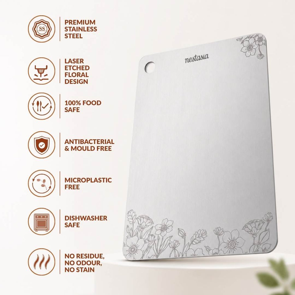Engraved Stainless Steel Chopping Board 35x25cm Nestasia