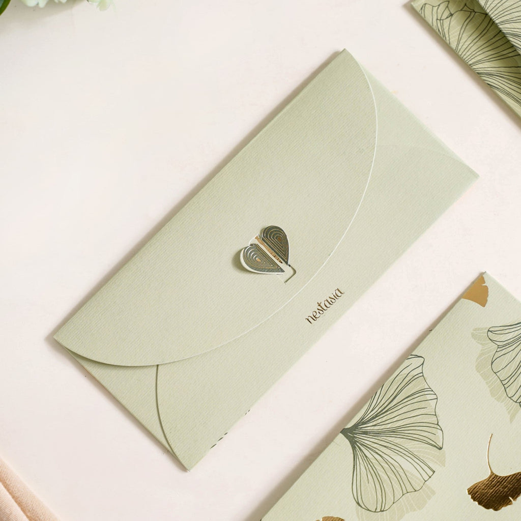 Oriental Glam Designer Set Of 12 Money Envelope Sage Green Nestasia