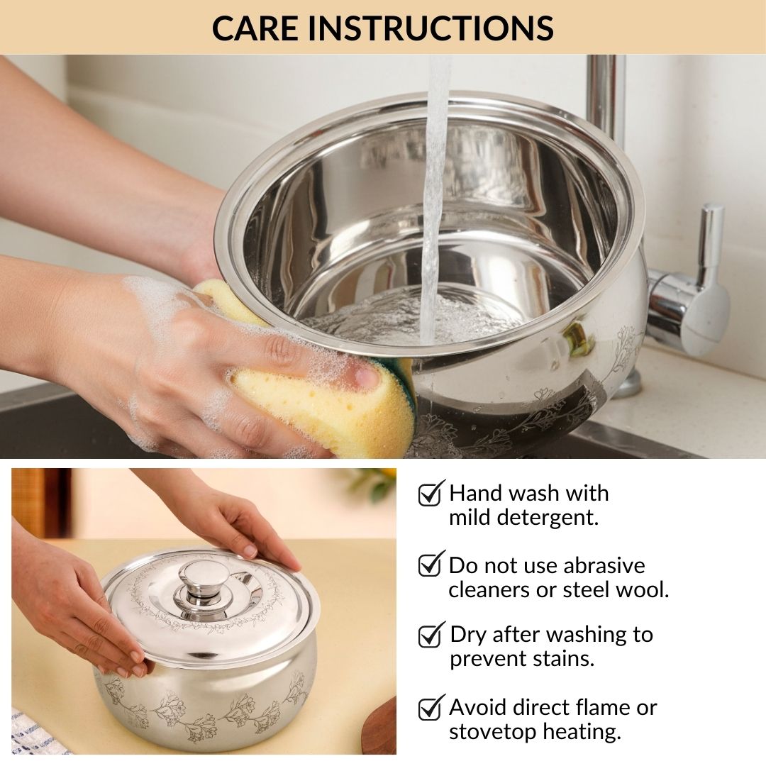 Etched Floral Insulated Stainless Steel Casserole 3000ml Nestasia