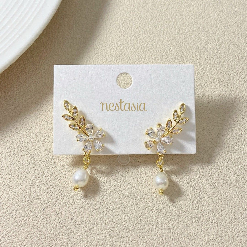 Ethereal Drop Earrings With Diamante Accents Nestasia