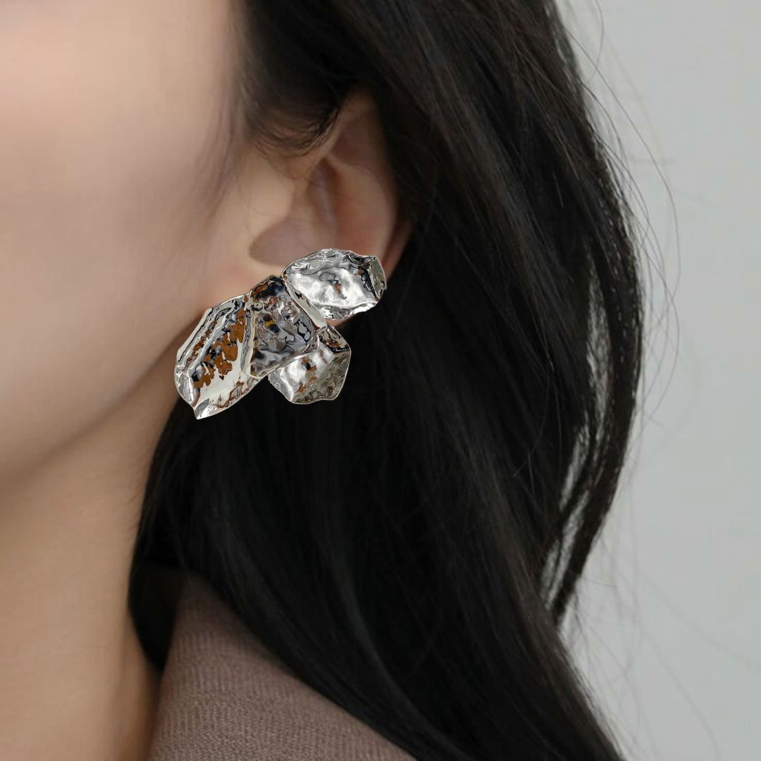Evening Primrose Silver Statement Earrings Nestasia
